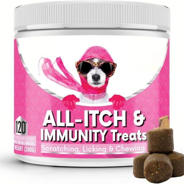 Dog Itch Relief Chews – Allergy & Immunity Support Treats | 120 Soft Chews