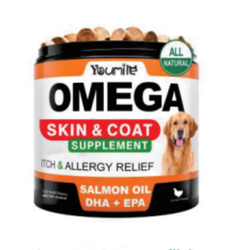 Fish Oil Chews for Dogs – Omega Skin & Coat Supplement | Itch & Allergy Relief | Salmon Oil, DHA & EPA | 120 Chews