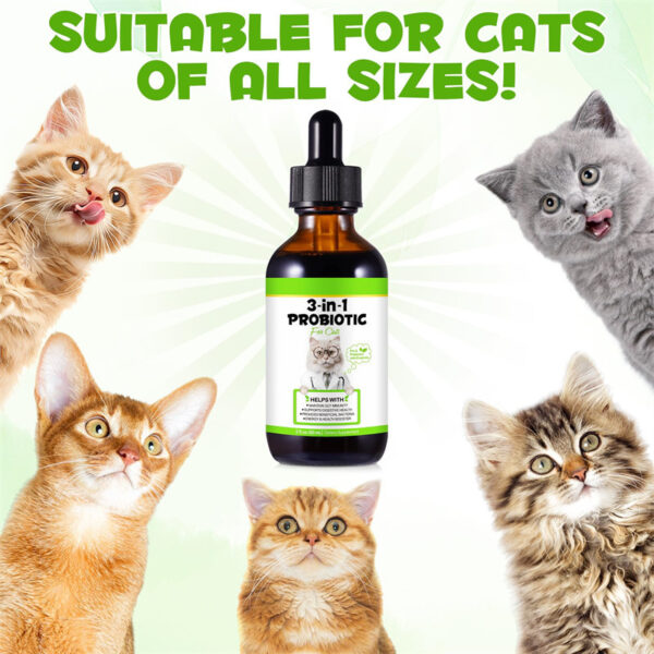 Probiotics for Cats – 3-in-1 Liquid Drops | Gut Immunity, Digestive Health & Energy | 60ml