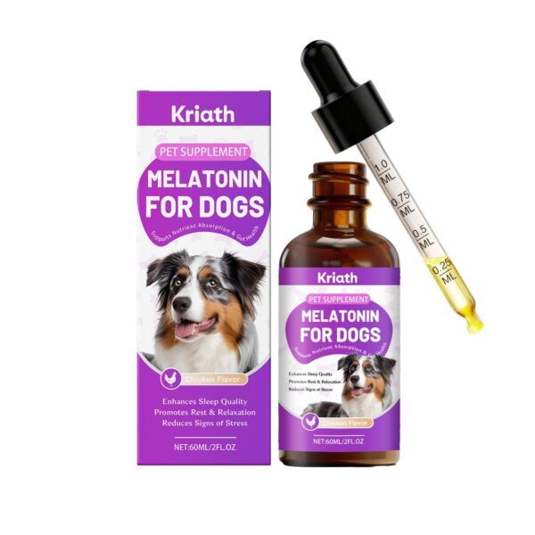 Melatonin for Dogs – Liquid Drops for Sleep, Calm & Stress Relief | Chicken Flavor | 60ml