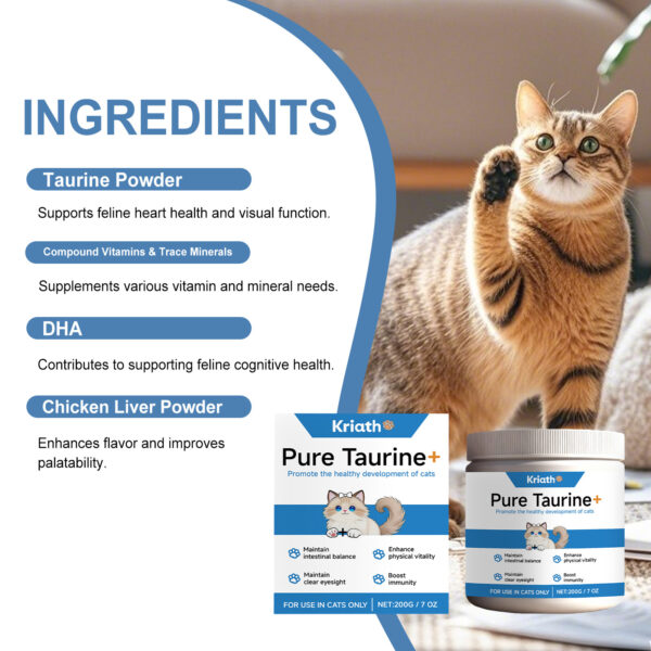 Kriath Pure Taurine+ Supplements for Cats – Heart, Vision & Daily Wellness Powder