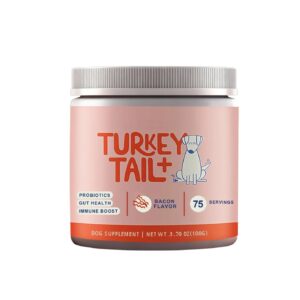Turkey Tail+ – Best Probiotic for Dogs for Gut Health & Immune Support | Bacon Flavor | 75 Servings