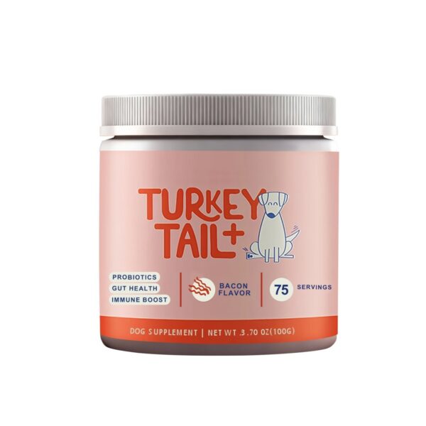 137516cc-d352-448b-8dc7-ffe9505001ac.jpg Turkey Tail+ – Best Probiotic for Dogs for Gut Health & Immune Support | Bacon Flavor | 75 Servings